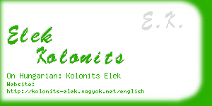 elek kolonits business card